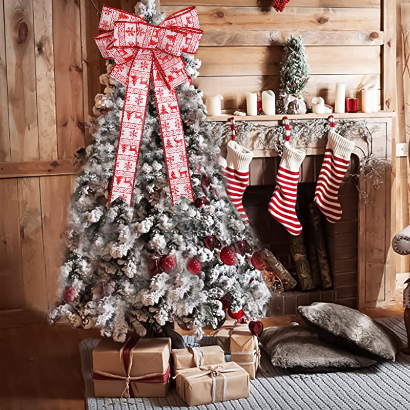 45cm * 12cm nagy karácsonyfadísz szalagcsomó piros rózsaszín vászon masnicsomó karácsonyi újévi parti dekoráció medál