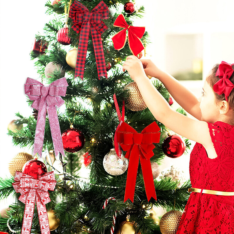 45cm * 12cm nagy karácsonyfadísz szalagcsomó piros rózsaszín vászon masnicsomó karácsonyi újévi parti dekoráció medál