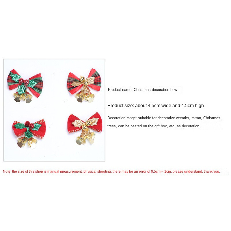 8 pakuotės kalėdinis lankelis su varpeliais Xmas mini Bowknot amatų dovanos papuošalas Kalėdų eglutės kabantys dekoras