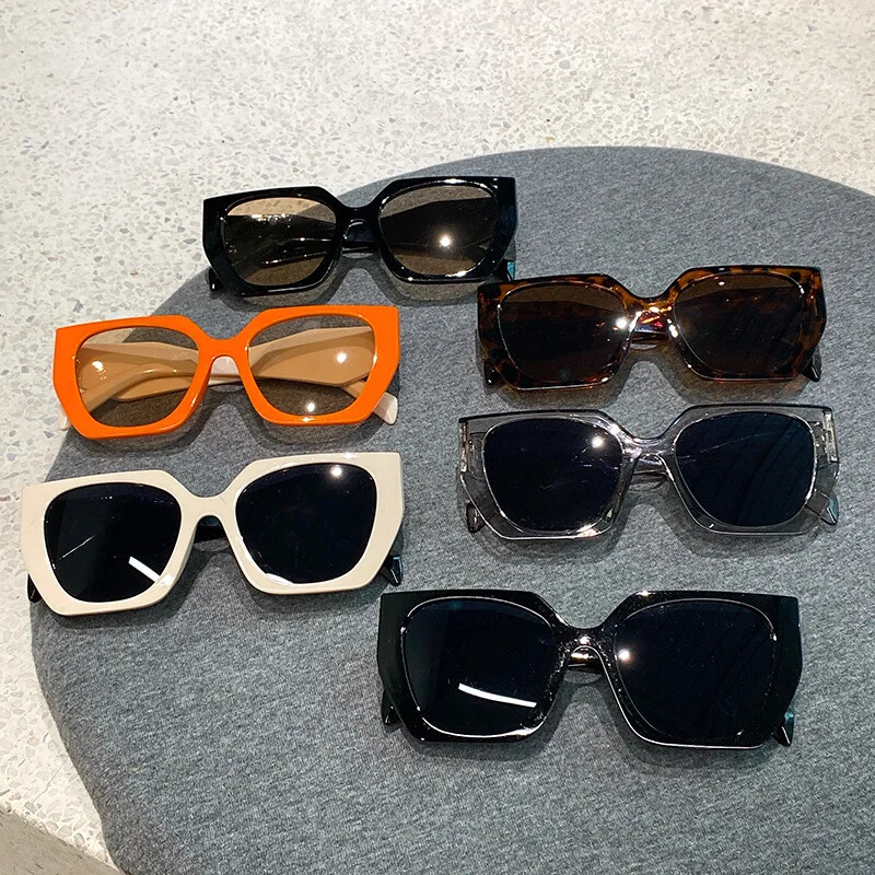 Vintažinio prekės ženklo dizainerio daugiakampiai akiniai nuo saulės Moteriški vyrams Prabangūs madingi akiniai nuo saulės Madingi punk moteriški oranžiniai dideli šešėliai