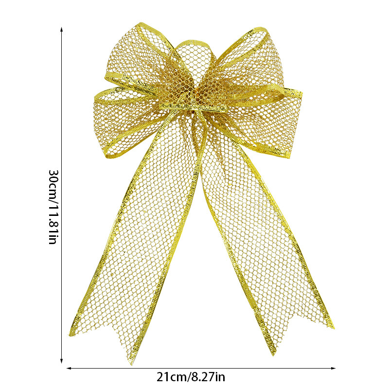 Kalėdų juostelė Bowknot Auksas Sidabras Žalia Spalva Marlė Kalėdų eglutės viršūnėje Pakabinamas pakabukas Namų vakarėlio papuošalai Naujieji Metai Navidad Noel
