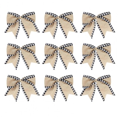 9 τμχ Χριστουγεννιάτικες Φιόγκοι Λινάτσα Καρό Φιόγκος Κόμπος Χριστουγεννιάτικο στεφάνι Φιόγκος Χριστουγεννιάτικες χειροτεχνίες για το σπίτι προμήθειες για πάρτι