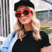 Punk Sieviešu Clout aizsargbrilles Kurt Cobain Brilles Vīriešiem Ovālas Saulesbrilles Sieviešu Unisex Hip Pop Saulesbrilles Lady Oculos UV400 2023 Jaunums