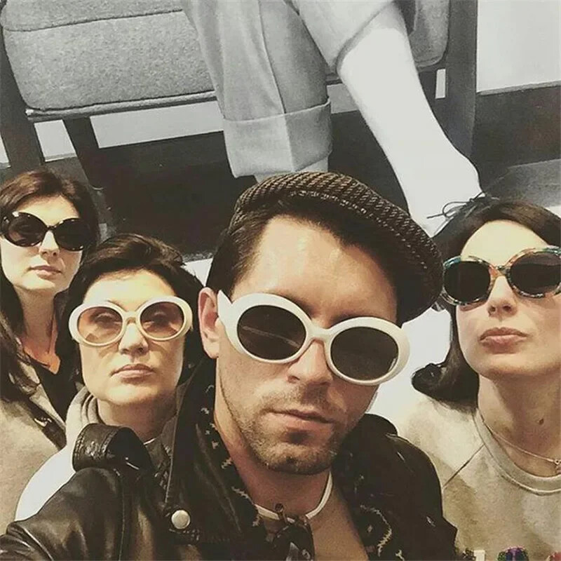 Punk Sieviešu Clout aizsargbrilles Kurt Cobain Brilles Vīriešiem Ovālas Saulesbrilles Sieviešu Unisex Hip Pop Saulesbrilles Lady Oculos UV400 2023 Jaunums