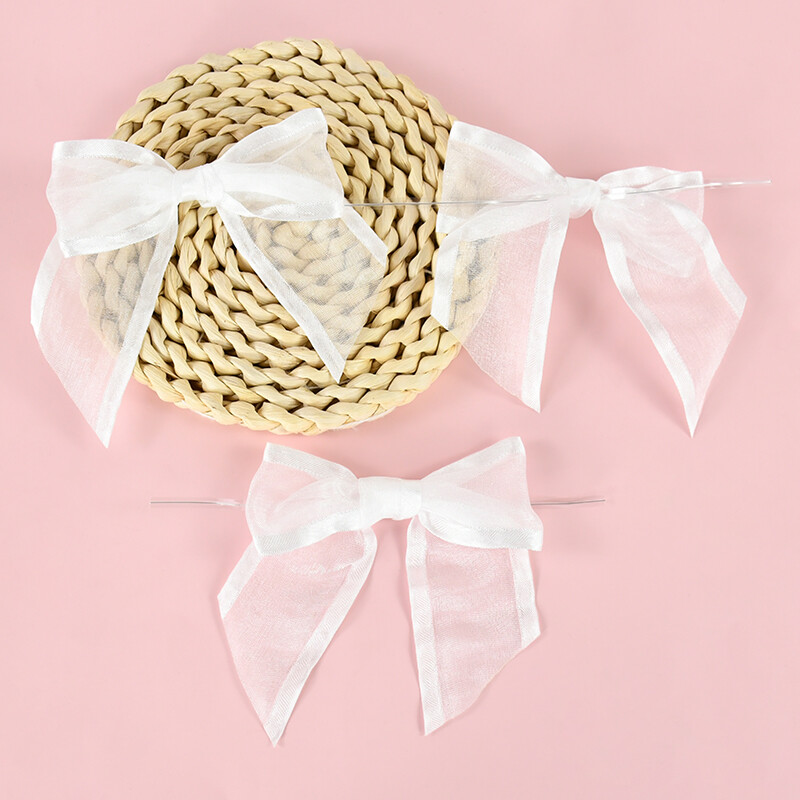 10 vnt. balti nėriniai lankai Vestuvių automobilio puošmena Automobilinis lankas Vestuvinis dušas Gimtadienio vakarėlio dovanų pakelis „Pasidaryk pats“ „Bowknots“ plaukų segtukų priedas