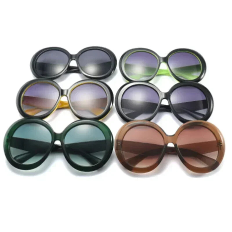 Ochelari de soare unisex, rotunzi mari, de lux, retro, supradimensionați, pentru femei, bărbați, de designer de marcă, de bună calitate, verde, negru, UV400