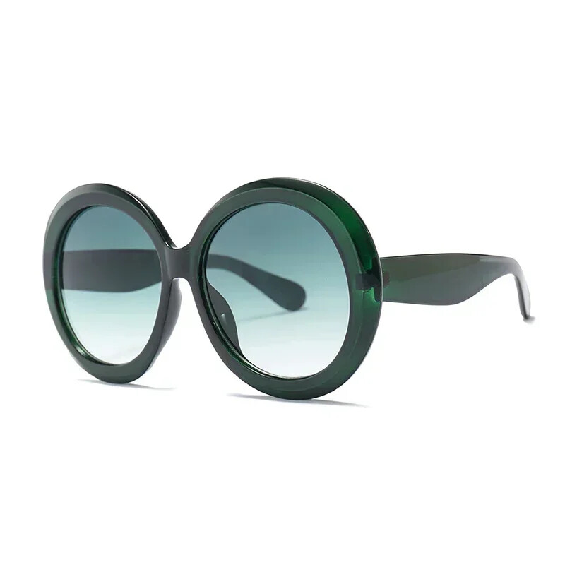 Ochelari de soare unisex, rotunzi mari, de lux, retro, supradimensionați, pentru femei, bărbați, de designer de marcă, de bună calitate, verde, negru, UV400