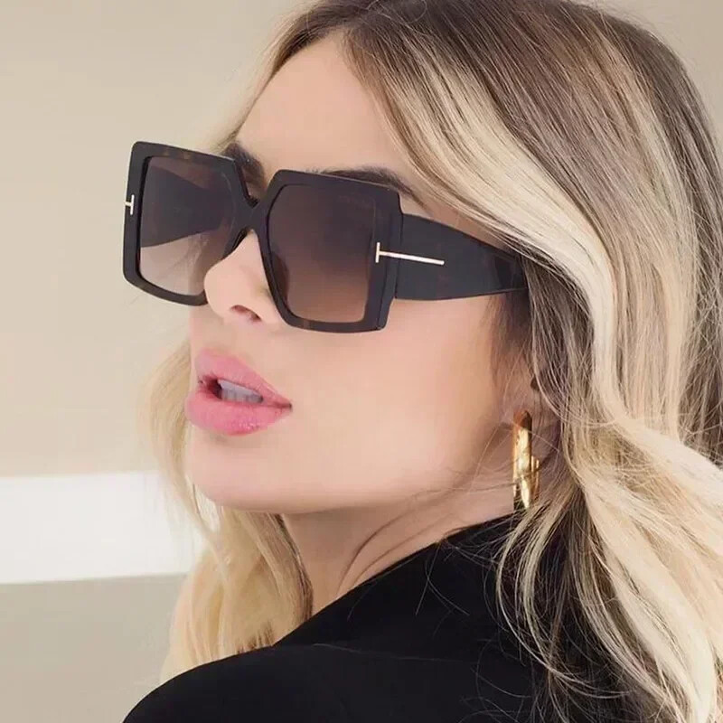 Zīmola dizains Liela izmēra kvadrātveida Tom saulesbrilles sievietēm vīriešiem Modes retro vasaras braukšanas ceļojumi UV400 lieli saulesbriļļu toņi