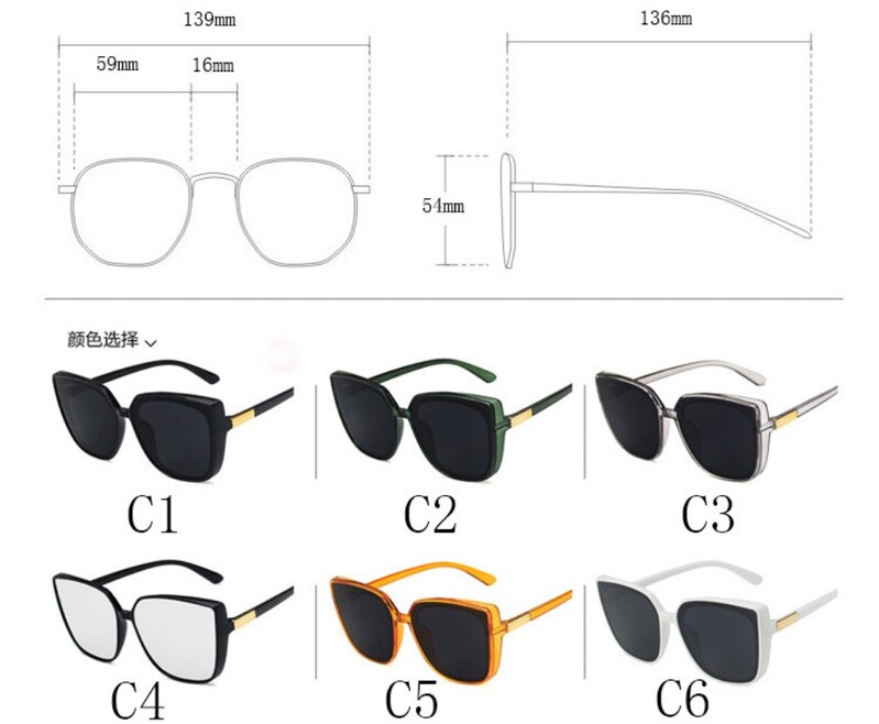 Igényes Designer Cat Eye Napszemüveg Női Vintage Fekete Tükör Napszemüveg Divat Nagy keret Menő Női Oculos De Sol