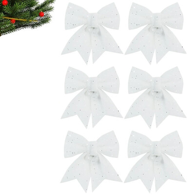 6gab Ziemassvētku loki Mirdzoši spīdīgi Ziemassvētku loki Piekaramie rotājumi Ziemassvētku eglītes Egļu aksesuāri Ziemassvētku dāvanu rotājumi