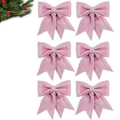 6gab Ziemassvētku loki Mirdzoši spīdīgi Ziemassvētku loki Piekaramie rotājumi Ziemassvētku eglītes Egļu aksesuāri Ziemassvētku dāvanu rotājumi