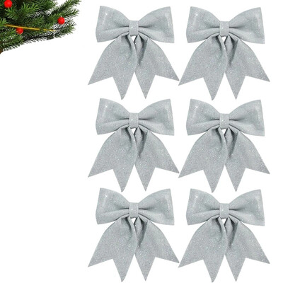 6gab Ziemassvētku loki Mirdzoši spīdīgi Ziemassvētku loki Piekaramie rotājumi Ziemassvētku eglītes Egļu aksesuāri Ziemassvētku dāvanu rotājumi