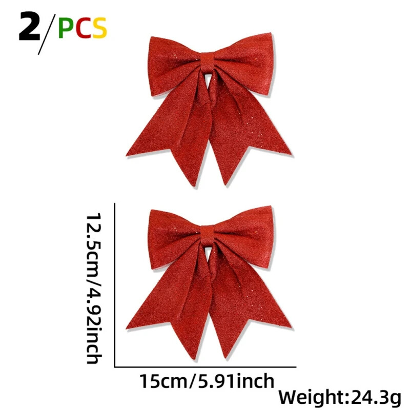 6gab Ziemassvētku loki Mirdzoši spīdīgi Ziemassvētku loki Piekaramie rotājumi Ziemassvētku eglītes Egļu aksesuāri Ziemassvētku dāvanu rotājumi