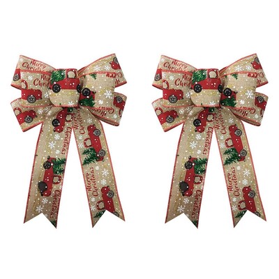 2gab Ziemassvētku bantes Lentes bantītes Ziemassvētku eglīšu durvju rotājumiem Jaungada sienas loga mājas rotājumi