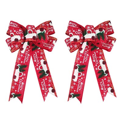 2gab Ziemassvētku bantes Lentes bantītes Ziemassvētku eglīšu durvju rotājumiem Jaungada sienas loga mājas rotājumi