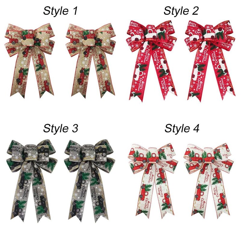 2gab Ziemassvētku bantes Lentes bantītes Ziemassvētku eglīšu durvju rotājumiem Jaungada sienas loga mājas rotājumi