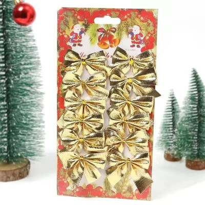 36/12 бр. Червен коледен лък Мини червени блестящи панделки Лък Коледно дърво Орнаменти Опаковане на подаръци Направи си сам Занаяти Navidad Party Декорации за дома