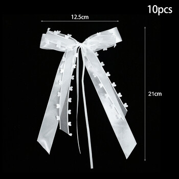10 бр. Бели панделки Панделка Панделка Опаковка за подарък Изработена сватбена кола Банделка Декорация на облегалката на стола Годеж Консумативи за сватбено тържество