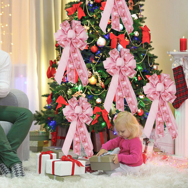 Ziemassvētki, bantīšu rotājumi, piemēroti Ziemassvētku eglīšu dekorēšanai, dāvanu kastītes iepakojuma dekorēšanai, Ziemassvētku dekoratīvie aksesuāri