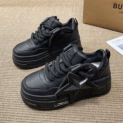 Rudeniniai odiniai rausvi stambūs sportbačiai, suvarstomi, suvarstomi storu padu, laisvalaikio batai, 2024 m. moteriški madingi vaikščiojimo batai lauke