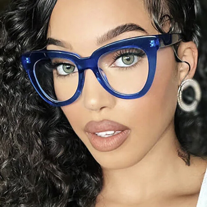 Didelis rėmelis katės akis nuo mėlynos šviesos moteriškas plokščias veidrodis naujo stiliaus paprastas klasikinis prabangių akinių rėmas retro įgaubtos formos rėmas