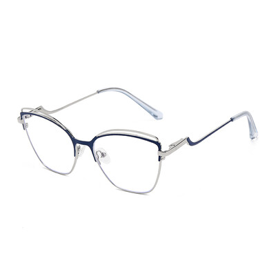 Anti-Blue Light Rays Briļļu ietvars Sieviešu kaķu acu brilles Zīmolu dizaineru caurspīdīgas lēcas datora optiskās brilles