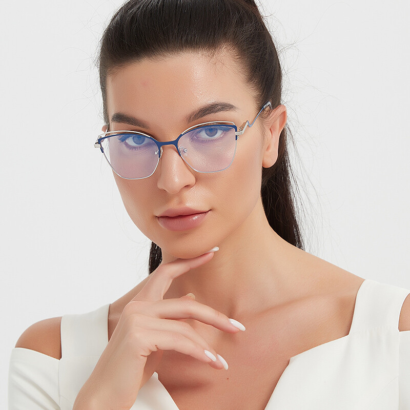 Anti-Blue Light Rays Briļļu ietvars Sieviešu kaķu acu brilles Zīmolu dizaineru caurspīdīgas lēcas datora optiskās brilles