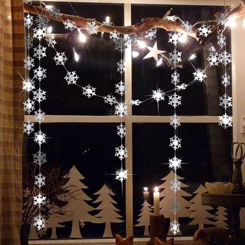 4M srebrne zlatne pahulje girlande za božićno drvce Viseće dekoracije Winter Wonderland Party Lažni snježni ukrasi Papirnate trake