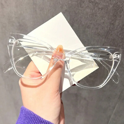 Nauji Moteriški akinių rėmeliai Katės akys Plokščias veidrodis Madingi Akių rėmeliai Retro Anti Blue Light Madingi Vyriški Dekoratyviniai akiniai Paprasti akiniai