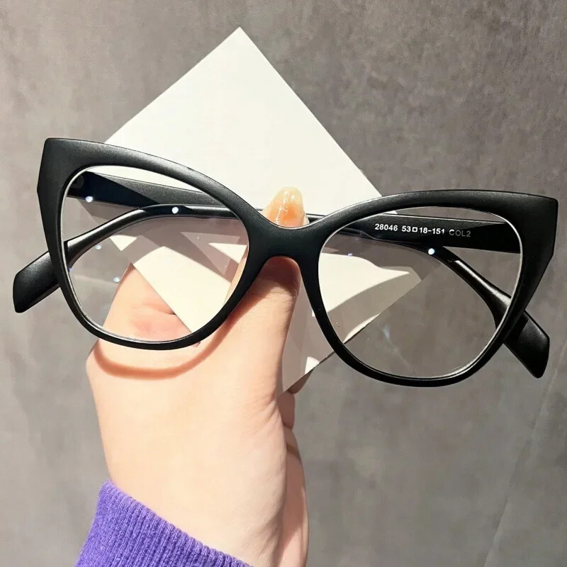 Nauji Moteriški akinių rėmeliai Katės akys Plokščias veidrodis Madingi Akių rėmeliai Retro Anti Blue Light Madingi Vyriški Dekoratyviniai akiniai Paprasti akiniai