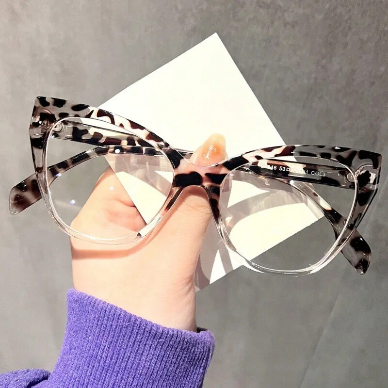 Nauji Moteriški akinių rėmeliai Katės akys Plokščias veidrodis Madingi Akių rėmeliai Retro Anti Blue Light Madingi Vyriški Dekoratyviniai akiniai Paprasti akiniai