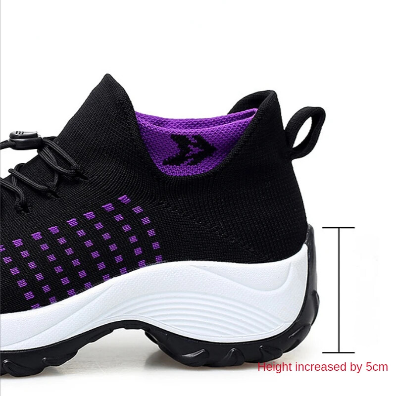 Moteriški vaikščiojimo batai Madingi kojinės sportbačiai tinklelis, kvėpuoja, patogus slaugymo treniruoklis, laisvalaikio platforma, neslystantis liftas