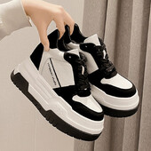 Női 14 CM-es platform cipők Egyszerű dizájn sportcipők kényelmes fűzős tornacipők divatos alkalmi szabadtéri cipők Női 34-39