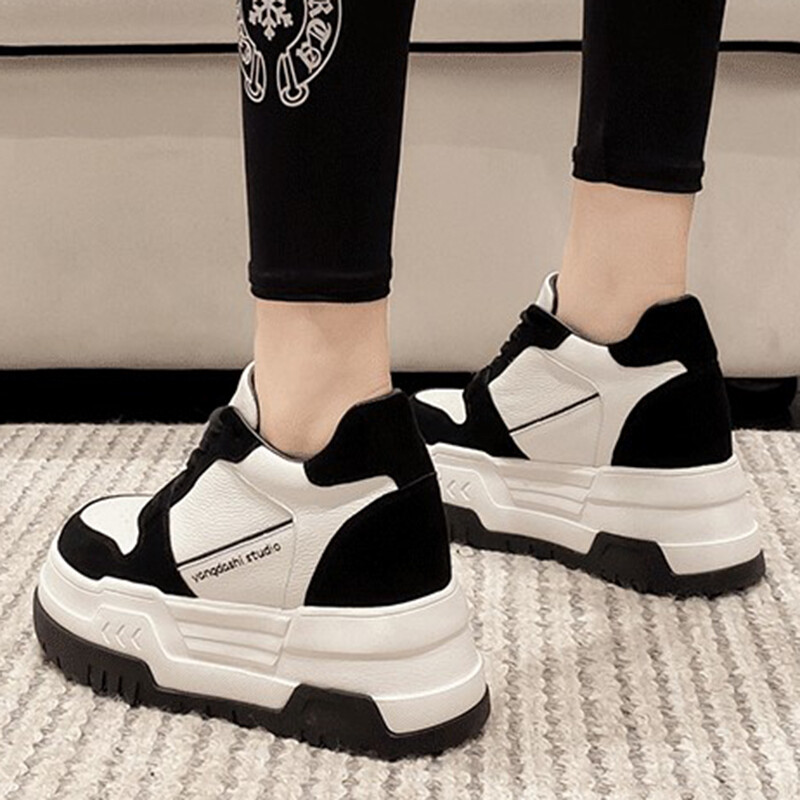 Női 14 CM-es platform cipők Egyszerű dizájn sportcipők kényelmes fűzős tornacipők divatos alkalmi szabadtéri cipők Női 34-39