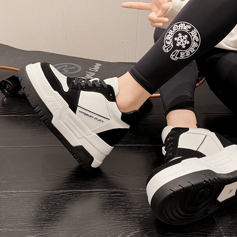 Női 14 CM-es platform cipők Egyszerű dizájn sportcipők kényelmes fűzős tornacipők divatos alkalmi szabadtéri cipők Női 34-39