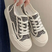 „Canva“ moterų vasara, 2024 m. pavasaris, nauja universali „Ulzzang“ stori, kvėpuojanti sportiniai lentos batai, sausainiai, guma, viršutinė medžiaga