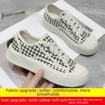 „Canva“ moterų vasara, 2024 m. pavasaris, nauja universali „Ulzzang“ stori, kvėpuojanti sportiniai lentos batai, sausainiai, guma, viršutinė medžiaga