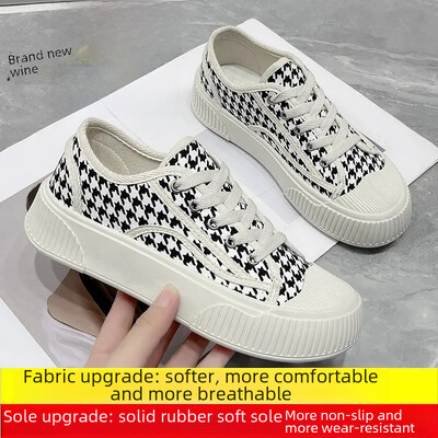 „Canva“ moterų vasara, 2024 m. pavasaris, nauja universali „Ulzzang“ stori, kvėpuojanti sportiniai lentos batai, sausainiai, guma, viršutinė medžiaga