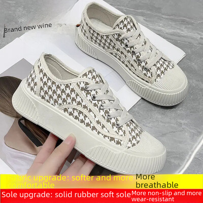 „Canva“ moterų vasara, 2024 m. pavasaris, nauja universali „Ulzzang“ stori, kvėpuojanti sportiniai lentos batai, sausainiai, guma, viršutinė medžiaga