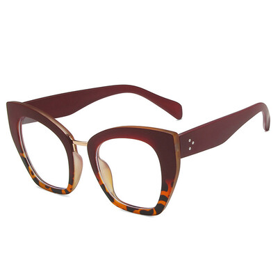 Leopard Υπερμεγέθη Γυαλιά Υπολογιστή Γυναικεία Νέα μάρκα Cat Eye Οπτικά γυαλιά Μεγάλοι σκελετοί Anti Blue Light Clear Spectacle Unisex