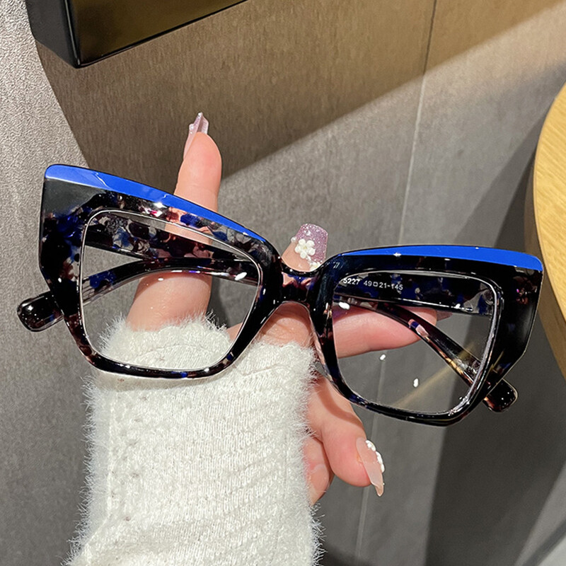 Optisko briļļu briļļu ietvari sievietēm kaķa acs zilā gaismu bloķējošās brilles aizsargbrilles datora ekrāns 2024 jaunums