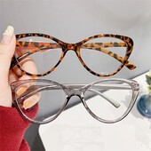 Γυναικεία γυαλιά Anti Blue Rays Fashion Διάφανα ρετρό Cat Eyes Leopard Print Big Frame Computer Vision Care Γυαλιά οράσεως