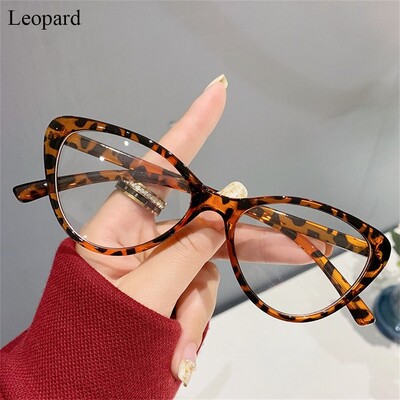 Γυναικεία γυαλιά Anti Blue Rays Fashion Διάφανα ρετρό Cat Eyes Leopard Print Big Frame Computer Vision Care Γυαλιά οράσεως