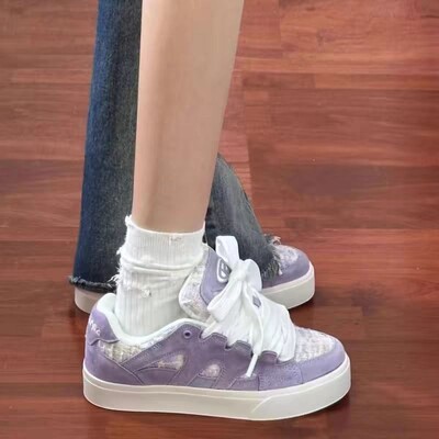 SHANPA Μωβ γυναικεία αθλητικά παπούτσια Kilobird καρό στάμπα μονόχρωμα Γυναικεία αθλητικά παπούτσια Casual, ευέλικτα, συλλογικά παπούτσια