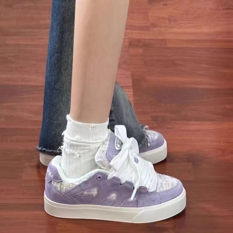 SHANPA Μωβ γυναικεία αθλητικά παπούτσια Kilobird καρό στάμπα μονόχρωμα Γυναικεία αθλητικά παπούτσια Casual, ευέλικτα, συλλογικά παπούτσια