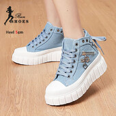 Πλούσιο γυναικείο ψηλό καμβά παπούτσια Άνετα Flatform Μόδα με κορδόνια Γυναικεία Αθλητικά Παπούτσια Αυξανόμενου ύψους Φθινοπωρινά casual παπούτσια