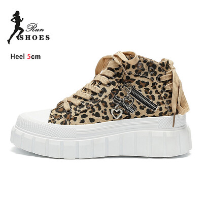 Πλούσιο γυναικείο ψηλό καμβά παπούτσια Άνετα Flatform Μόδα με κορδόνια Γυναικεία Αθλητικά Παπούτσια Αυξανόμενου ύψους Φθινοπωρινά casual παπούτσια