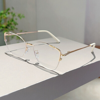 KAMMPT Trendikas retroovaalne metallraamiga naiste uus mood korea stiilis prillid sinised valgust blokeerivad stiilsed brändidekooriga prillid