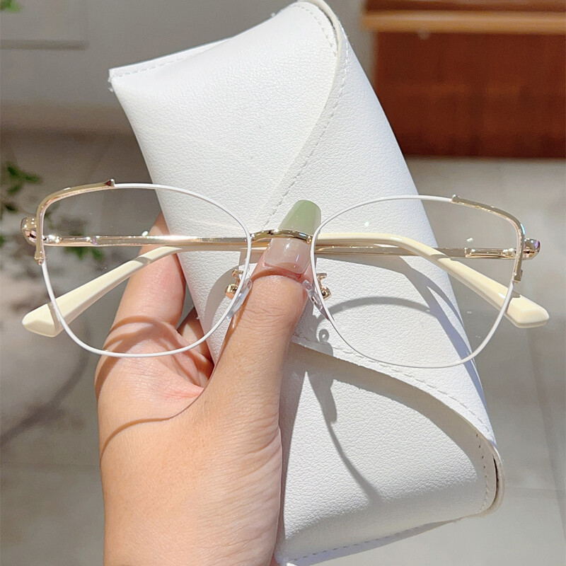 KAMMPT Trendikas retroovaalne metallraamiga naiste uus mood korea stiilis prillid sinised valgust blokeerivad stiilsed brändidekooriga prillid