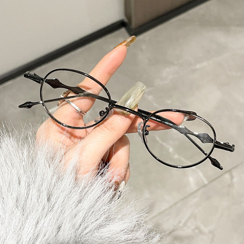 Nauji metaliniai ovalūs mažo rėmelio akiniai Anti Blue Light Kompiuterio akiniai Madingi Retro Vyrai Moteriški Paprasti stilingi akinių rėmeliai